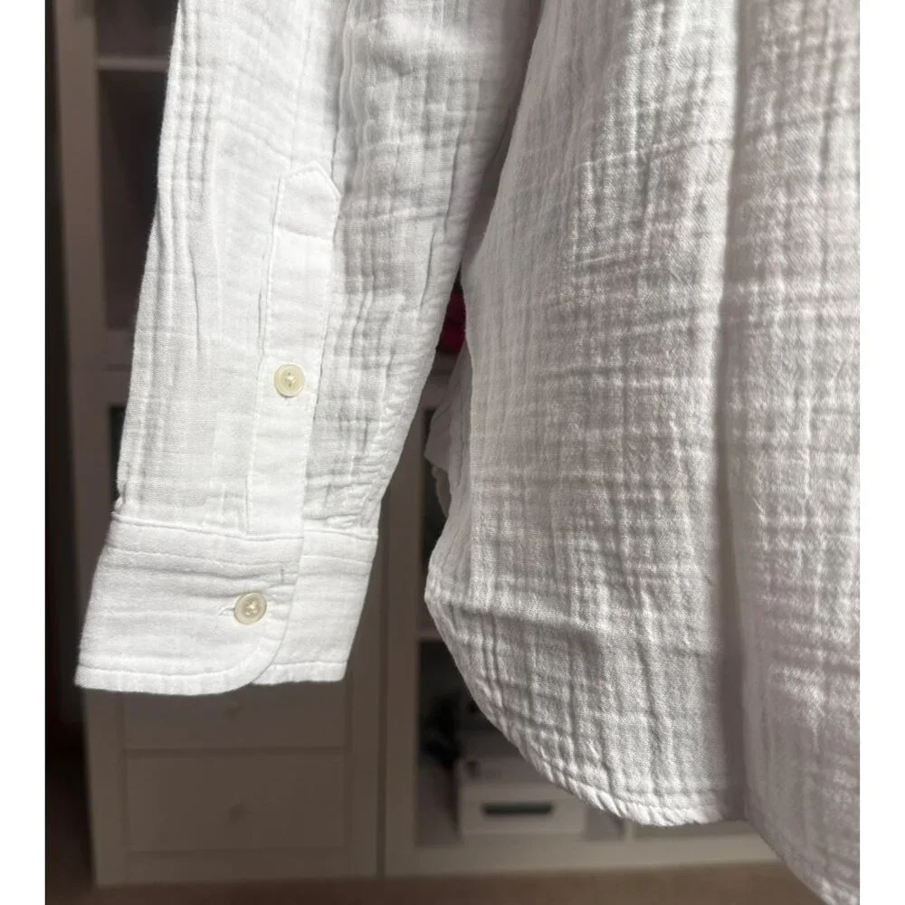 J.CREW Womens Classic Shirt Sz PS Garcon in cotton-Linen Gauze Botton-up Casual - Picture 8 of 12